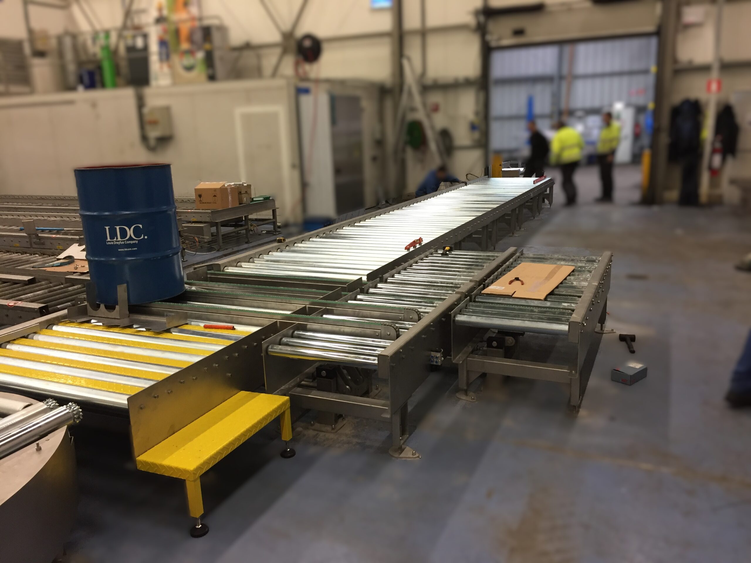 Stainless steel inox roller conveyor for barrels, pallets, drums